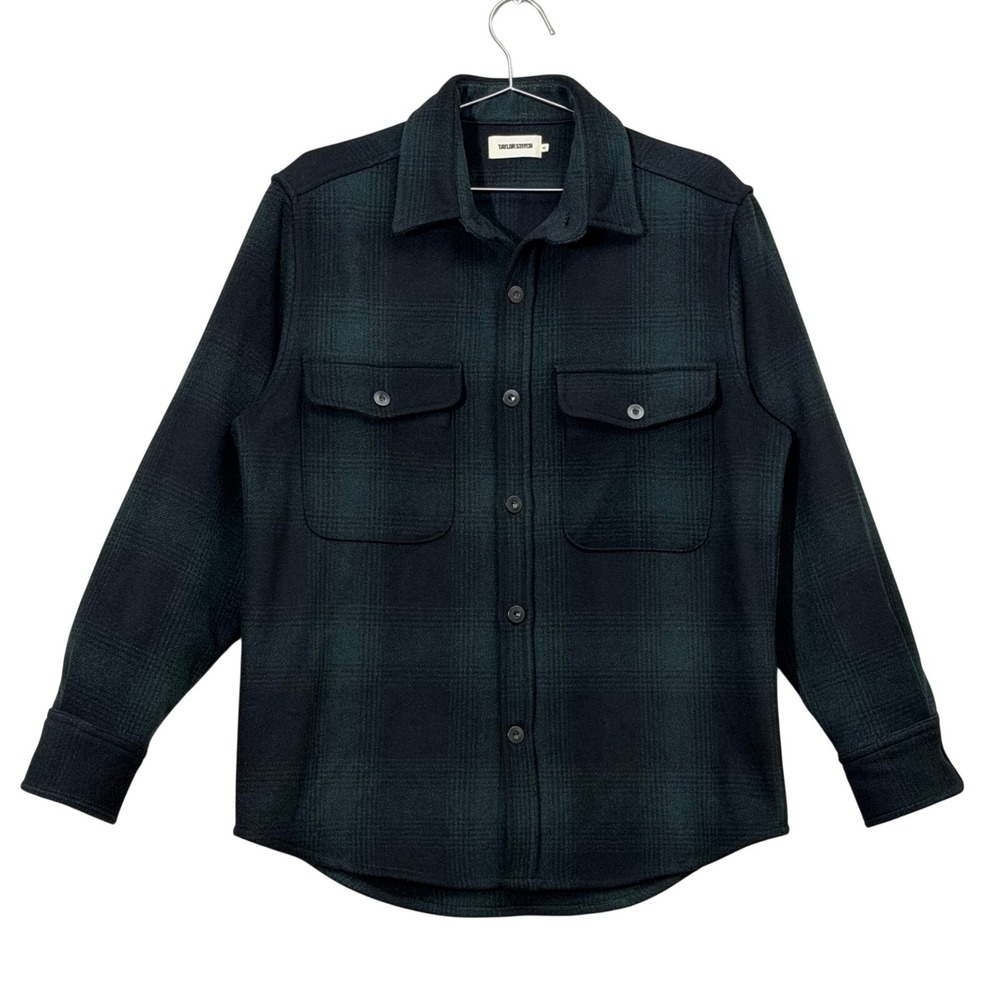 Taylor Stitch Maritime Shirt Jacket Men 40 Green Black Plaid Wool Overshirt
